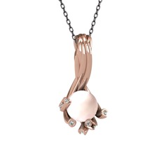 Pembe inci ve beyaz zirkon 14 ayar rose altın kolye (40 cm gümüş rolo zincir)