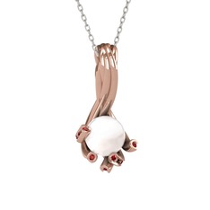 Valda İnci Kolye - Inci ve garnet 925 ayar rose altın kaplama gümüş kolye (40 cm beyaz altın rolo zincir) #1awr3no