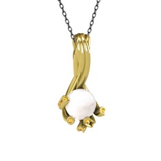 Inci ve sitrin 18 ayar altın kolye (40 cm gümüş rolo zincir)