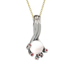 Inci ve garnet 925 ayar gümüş kolye (40 cm gümüş rolo zincir)