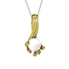 Valda İnci Kolye - Inci ve peridot 14 ayar altın kolye (40 cm beyaz altın rolo zincir) #1jfseib