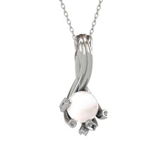 Valda İnci Kolye - Inci ve pırlanta 925 ayar gümüş kolye (0.225 karat, 40 cm gümüş rolo zincir) #1sc2n8q