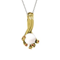 Valda İnci Kolye - Inci ve garnet 14 ayar altın kolye (40 cm beyaz altın rolo zincir) #1uehz4