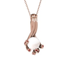 Valda İnci Kolye - Inci ve garnet 8 ayar rose altın kolye (40 cm rose altın rolo zincir) #1uf17mb