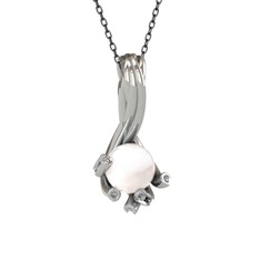 Valda İnci Kolye - Inci ve pırlanta 925 ayar gümüş kolye (0.225 karat, 40 cm gümüş rolo zincir) #1umhvfd