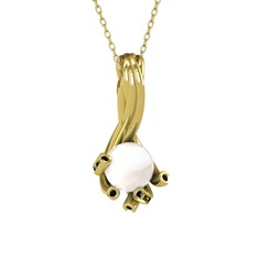 Valda İnci Kolye - Inci ve siyah zirkon 18 ayar altın kolye (40 cm altın rolo zincir) #1vitsy1