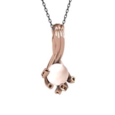 Valda İnci Kolye - Pembe inci ve dumanlı kuvars 18 ayar rose altın kolye (40 cm gümüş rolo zincir) #3wh8tp