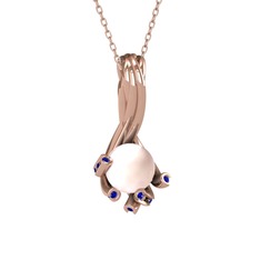 Valda İnci Kolye - Pembe inci ve lab safir 925 ayar rose altın kaplama gümüş kolye (40 cm rose altın rolo zincir) #asqdv0