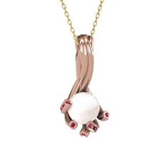 Valda İnci Kolye - Inci ve rodolit garnet 8 ayar rose altın kolye (40 cm altın rolo zincir) #bbqslg
