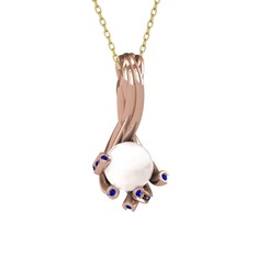 Valda İnci Kolye - Inci ve lab safir 14 ayar rose altın kolye (40 cm gümüş rolo zincir) #bd7hwo