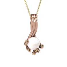 Valda İnci Kolye - Inci ve peridot 8 ayar rose altın kolye (40 cm gümüş rolo zincir) #i1ieqi