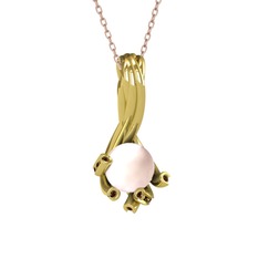 Valda İnci Kolye - Pembe inci ve dumanlı kuvars 925 ayar altın kaplama gümüş kolye (40 cm rose altın rolo zincir) #jxztik