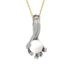Inci ve swarovski 8 ayar beyaz altın kolye (40 cm altın rolo zincir)