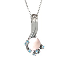 Valda İnci Kolye - Pembe inci ve akuamarin 925 ayar gümüş kolye (40 cm gümüş rolo zincir) #qxtcag