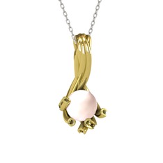 Valda İnci Kolye - Pembe inci ve peridot 18 ayar altın kolye (40 cm beyaz altın rolo zincir) #r3fs8k