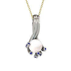 Valda İnci Kolye - Inci ve lab safir 925 ayar gümüş kolye (40 cm altın rolo zincir) #wjqzu0