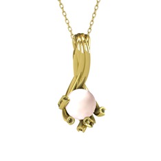 Valda İnci Kolye - Pembe inci ve peridot 8 ayar altın kolye (40 cm altın rolo zincir) #z5w5zq