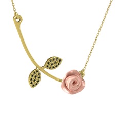 Peridot 8 ayar altın kolye (Pembe mineli, 40 cm altın rolo zincir)