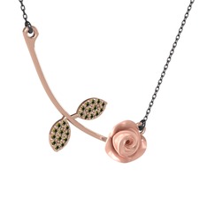 Gül Yaprağı Kolye - Peridot 925 ayar rose altın kaplama gümüş kolye (Pembe mineli, 40 cm gümüş rolo zincir) #17iapfu