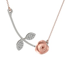 Gül Yaprağı Kolye - Swarovski 925 ayar gümüş kolye (Pembe mineli, 40 cm gümüş rolo zincir) #17w1y5g