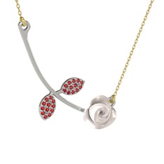 Garnet 8 ayar beyaz altın kolye (Beyaz mineli, 40 cm altın rolo zincir)