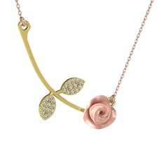 Swarovski 18 ayar altın kolye (Pembe mineli, 40 cm rose altın rolo zincir)