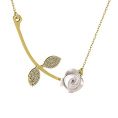 Pırlanta 925 ayar altın kaplama gümüş kolye (0.528 karat, beyaz mineli, 40 cm altın rolo zincir)