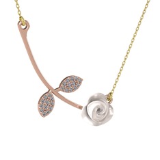 Pırlanta 18 ayar rose altın kolye (0.528 karat, beyaz mineli, 40 cm altın rolo zincir)