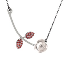 Garnet 925 ayar gümüş kolye (Beyaz mineli, 40 cm gümüş rolo zincir)