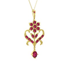 Ade Kraliyet Kolye - Rodolit garnet 14 ayar altın kolye (40 cm altın rolo zincir) #10yoxpj