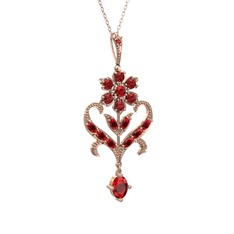 Ade Kraliyet Kolye - Garnet 14 ayar rose altın kolye (40 cm gümüş rolo zincir) #19796ig