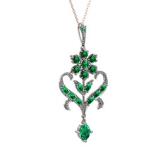 Ade Kraliyet Kolye - Yeşil kuvars 14 ayar beyaz altın kolye (40 cm rose altın rolo zincir) #8d9w09