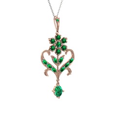 Yeşil kuvars 14 ayar rose altın kolye (40 cm beyaz altın rolo zincir)