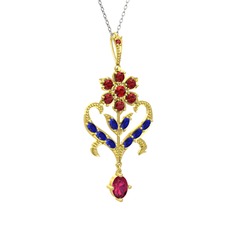 Ade Kraliyet Kolye - Garnet, lab safir ve rodolit garnet 14 ayar altın kolye (40 cm beyaz altın rolo zincir) #ou2ewn