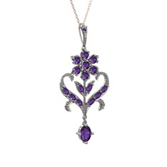 Ade Kraliyet Kolye - Ametist 925 ayar gümüş kolye (40 cm gümüş rolo zincir) #vrzekb