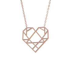 Origami Kalp Kolye - 14 ayar rose altın kolye (40 cm rose altın rolo zincir) #1cpbcp3