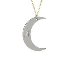 Samhain Ay Kolye - 18 ayar beyaz altın kolye (40 cm gümüş rolo zincir) #10i70q9