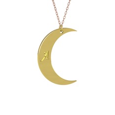Samhain Ay Kolye - 8 ayar altın kolye (40 cm rose altın rolo zincir) #1ctf0le