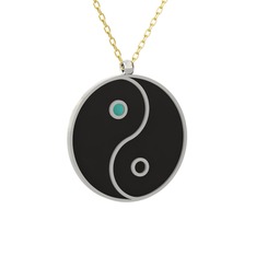 925 ayar gümüş kolye (Siyah mineli, 40 cm gümüş rolo zincir)