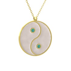 Mineli Yin Yang Kolye - 18 ayar altın kolye (Beyaz mineli, 40 cm altın rolo zincir) #a5hxo