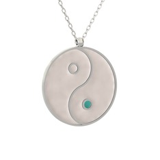 Mineli Yin Yang Kolye - 925 ayar gümüş kolye (Beyaz mineli, 40 cm beyaz altın rolo zincir) #dw8d9f