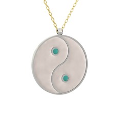 925 ayar gümüş kolye (Beyaz mineli, 40 cm gümüş rolo zincir)