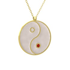 18 ayar altın kolye (Beyaz mineli, 40 cm altın rolo zincir)