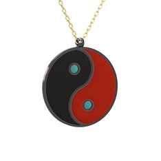 925 ayar siyah rodyum kaplama gümüş kolye (Siyah mineli, 40 cm gümüş rolo zincir)