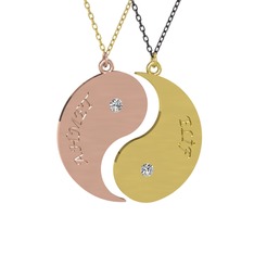 Beyaz zirkon 14 ayar rose altın kolye (40 cm altın rolo zincir)