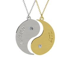 Pırlanta ve beyaz zirkon 8 ayar beyaz altın kolye (0.06 karat, 40 cm beyaz altın rolo zincir)