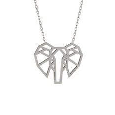 Büyük Origami Fil Kolye - 8 ayar beyaz altın kolye (50 cm beyaz altın rolo zincir) #1phzm0c