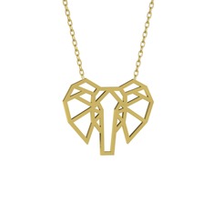 Büyük Origami Fil Kolye - 14 ayar altın kolye (50 cm gümüş rolo zincir) #y73rlr