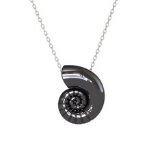 Nautilus Kolye - 925 ayar siyah rodyum kaplama gümüş kolye (40 cm beyaz altın rolo zincir) #e9ifyo