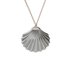 İstiridye Kabuğu Kolye - 8 ayar beyaz altın kolye (40 cm rose altın rolo zincir) #ckojjb